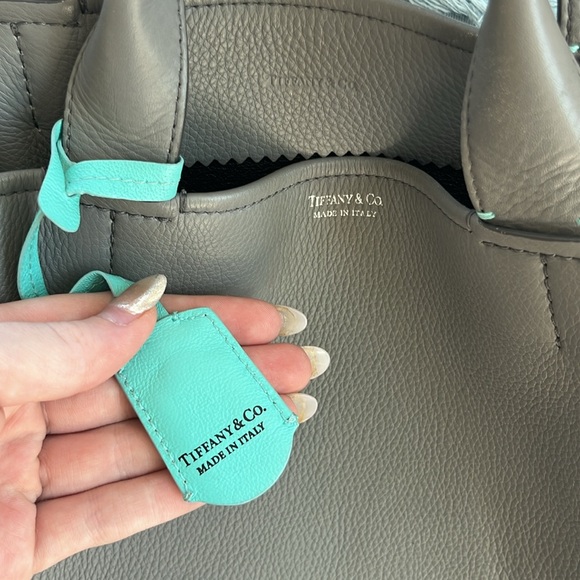 Tiffany Gray Leather Tote Bag - Picture 2 of 6